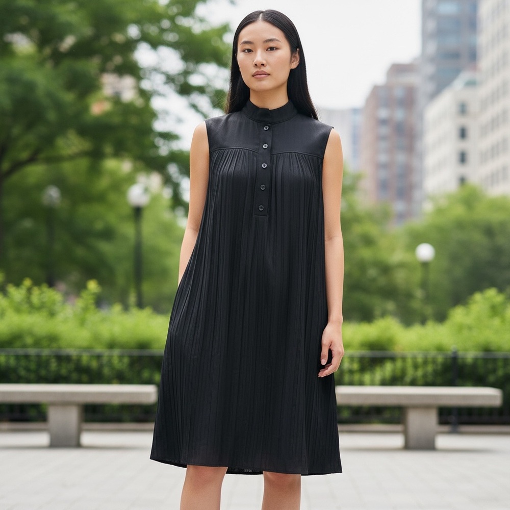 ❤️ NWT! Anthropologie Black Satin Sleeveless Tunic